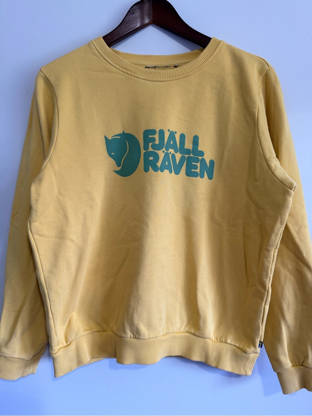 Fjallraven Yellow Crewneck with Teal Logo